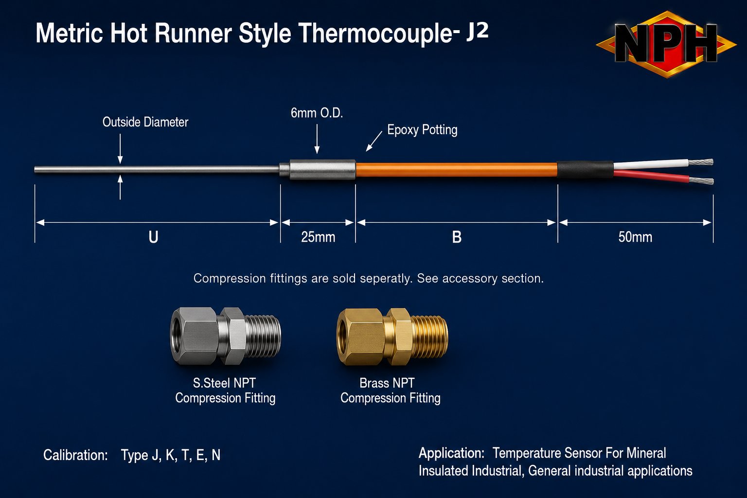 NPH Metric Hot Runner Style Thermocouple-J2